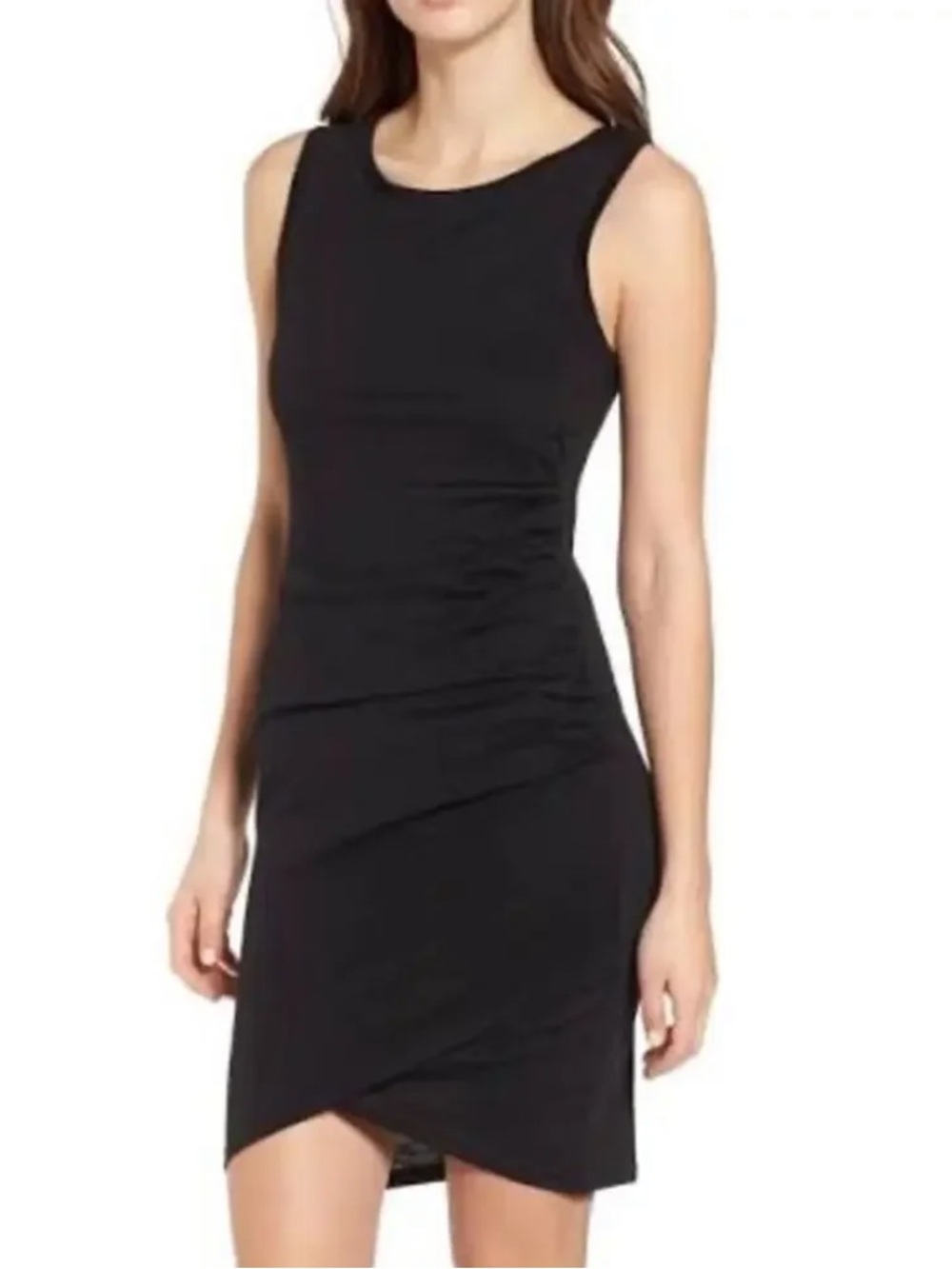 Leith Black Ruched Bodycon Tank Dress Size M